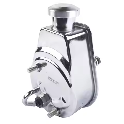 AP03 Silver For Saginaw Power Steering Pump Chrome Keyway Style For Chevy Ford GM Chrysler P Series