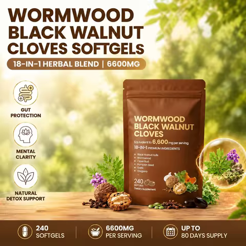 Wormwood Black Walnut Cloves Softgels with Pumpkin Seed 6600mg Supports Daily Digestive Balance Gut 