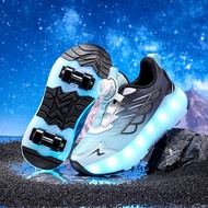 Youth Kids Heelys Roller Shoes, Trendy Fashion Street Cool Usb Rechargeable Led Light Up Shoes, Chil