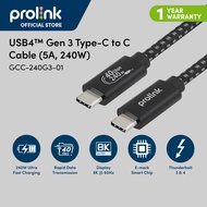 Prolink 240W PD3.1 USB4 Gen3 8K 60Hz  40Gbps USB-C Cable - Compatible Thunderbolt 4 Full-Featured Data Cable [Fast Charge iPhone15/ S24u/ Monitor Display]