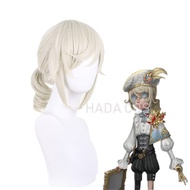 Identity V Edgar Walden Cosplay Wig Creamy White Ponytail Curls Hair Halloween Christmas Man Woman C