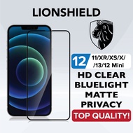 LionShield iPhone 12 Pro Max/11/XR/XS/X/13 Mini/12 Mini Screen Protector Tempered Glass - Clear/Matt