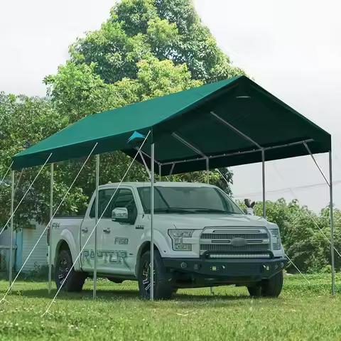 Heavy Duty Carport Portable Canopy Garage Tent Boat Shelter Adjustable Height 9.5-11 ft Green, Custo