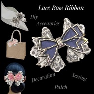 1pc Handmade Rhinwstone Lace Ribbons Lace Bow DIY Lace Ribbon Shoe DIY Bag Hair Clip DIY Ribbon Patc