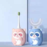 Children's Rechargeable Electric Toothbrush U Shaped 360 Degrees Automatic Sonic Tooth Brush Cartoon for Kids 6 Mode Smart Timer