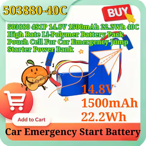 503880 4S1P 14.8V 1500mAh 22.2Wh 40C High Rate Li-Polymer Battery Pack Pouch Cell For Car Emergency 