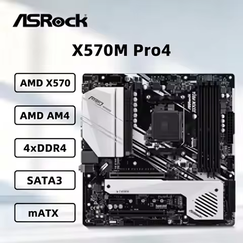 ASRock X570M Pro4 Motherboard AMD X570 AM4 Supports 5800X3D 5700x3D 5600G CPU 4xDDR4 4200MHz PCIe4.0
