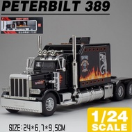 NEW1:24 Peterbilt 389 Metal Alloy Toys Car Model Diecast Vehicle For Boys Kids Simulation Sound Ligh