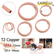 CAMELLI5Q 1Pcs T2 Copper, OD 2-12mm ID 1-10mm Soft Copper Tube Coil, Durable 1 Meter 99.9% Pure Copp