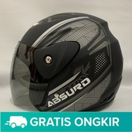 Helm Evo Black Panther Silver Half Face Helmet Nouvo Helem SNI Dewasa Motif - bukan KYT INK GM NHK Z