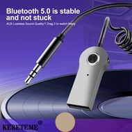 KEBETEME Car Wireless Bluetooth Receiver AUX 3.5mm Adapter Bluetooth 5.0 Transmitter For Speaker Headphones
