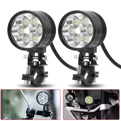 3 Mode CNC Motorcycle LED Headlight Spotlight Flash 12V Hi-Lo fog Lamp Auxiliary Additional led ligh
