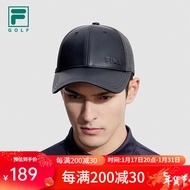 FILA 斐乐官方情侣款棒球帽2023冬季新款帽子鸭舌帽运动帽 深黑-BK XS