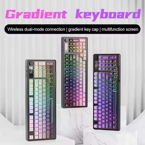 FREE WOLF M96 Wireless Mechanical Keyboard – Bluetooth/2.4G Dual Mode Gradient Keycaps OLED Screen L