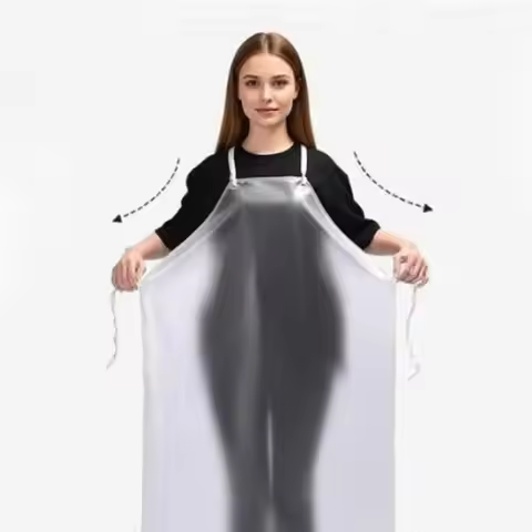 Durable Thickened Kitchen Apron Translucent Oil Resistant Cafeteria Apron Waterproof 80x110cm PVC Ap