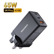 Rocoren 65W GaN PD Fast Charger 2 Type C 1 USB A QC 3.0 Quick Charger for 15 14 13 Pro Max iPad Pro Macbook Pro Samsung Xiaomi Huawei