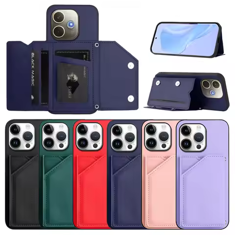 Wallet Case Card Slots For OPPO Find X8 Ultra X8S Plus A5 A18 A38 A58 A78 A79 Reno 12 Realme 14 13 P