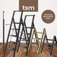 TSM 2/3/4 Steps Slim Aluminium Foldable Ladder | 2 Tier, 3 Tier, 4 Tier with Handle | Compact Space Saving Wide Pedal