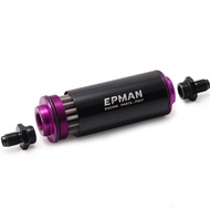 Black Racing Ready Inline Aluminum Fuel Filter AN6 with 100 Micron Element Steel SS