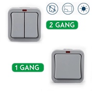 20A Outdoor Waterproof Dust-proof Outdoor External Wall Switch 1/2 Gang Push Button Power Wall Switc