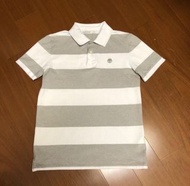 (Size 美版S) Timberland 灰白條紋刺繡短袖polo衫 （3110)