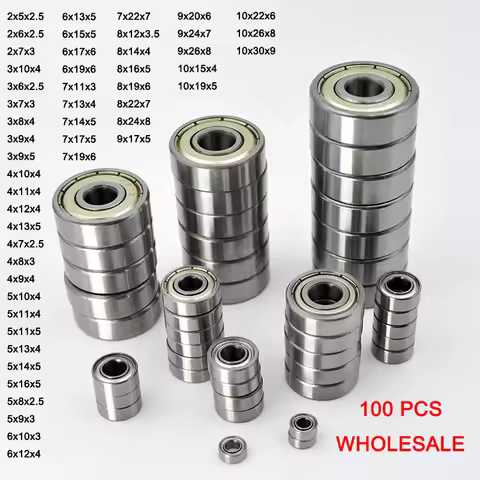 100pcs Wholesale Small Bearings ID 2mm 3mm 4mm 5mm 6mm 7mm 8mm 9mm 10mm 3x7x3 5x10x4 5x11x4 8x22x7 1
