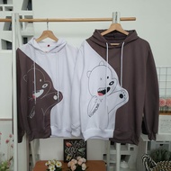 BURGUNDY BEAR HOODIE SWEATER BAHAN FLEECE
