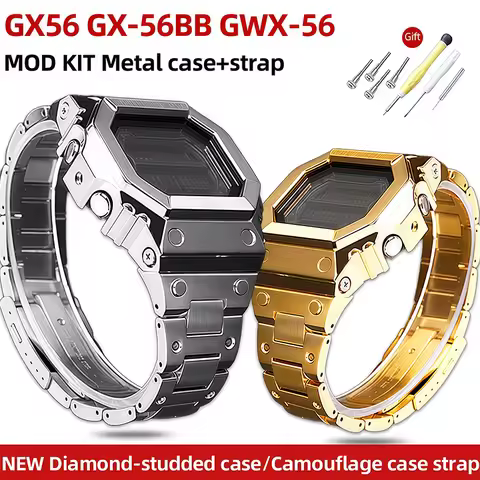 GX56 Mod Kit Stainlesss Steel Case&strap For G-SHOCK Casio GX-56BB GXW-56BB Camouflage Case Band gx5