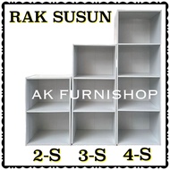 2-Tier Multipurpose Shelf 3-Tier 4-Tier CREAM Rak Bertingkat Rak Buku Rak