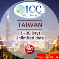 ICC_Taiwan 3-30 Days Unlimited Data SIM Card (Can top up reuse)/Registration required
