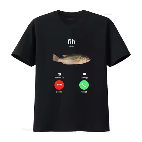 Fih Calling Remind me Message Decline Accept Phone Ladies' Crewneck T Shirt vintage Washed Soft Vers