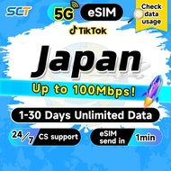 Wefly Japan eSIM 3-30 Days Daily 500MB-3GB Unlimited 5G/4G Data Japan SIM Card eSIM send in 1 min