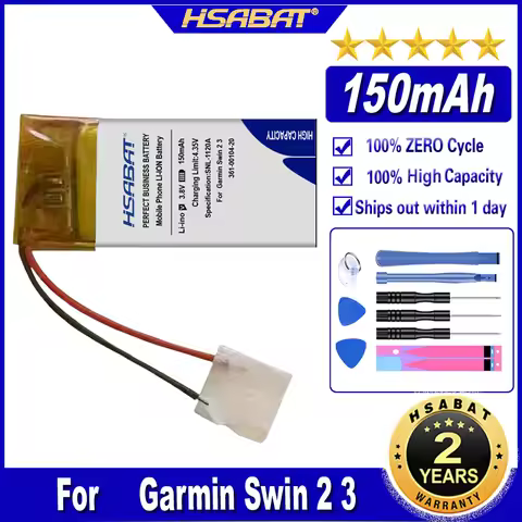 HSABAT 361-00104-20 361-00104-00 150mAh Battery for Garmin Forerunner 45 Swim2 Swin 2 Swin 3 Batteri