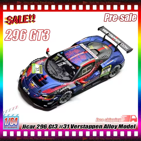 1:64 Alloy Jicar 296 Gt3 #31 Verstappen Livery Diecasting Race Car Model Collectible For Racing Hobb