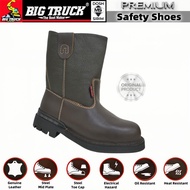 Big Truck Men's Leather Safety Boots High Cut Slip On STR8018 TK Brown Kasut Kerja