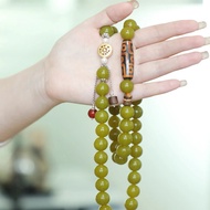 Natural Xiuyu jade necklace with string of Dzi beads with nine eyes, a bead chain for women to wear 