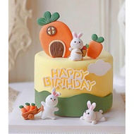 Carrot 2D house and wheelbarrow cake topper