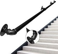 Stairs Handrail(1-20ft), Vintage Industrial Wrought Iron Black Pipe Handrails for Stairs Railing Ind