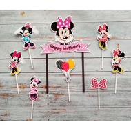 satu set isi 8 cake topper toper hiasan kue ulang tahun karakter minnie mouse mini mouse MINNIE MOUS