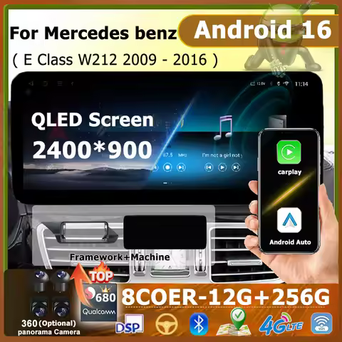 Android 16 Car Auto Carplay For Mercedes Benz E Class W212 2009 - 2016 Multimedia Player Stereo Radi
