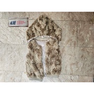 H&M Kids Faux Fur Hooded Vest Beige Brown Size 7-8Y (EUR 128) Winter Outerwear