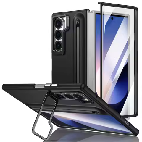 Phone case with S Pen for Galaxy Fold6 Fold5 Built in Screen Protector Phone Cover with Foldable Kic