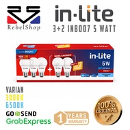 Inlite INB007 LED Bulb 3 Get 2 Free 5W White Package Yellow/ - In-Lite Pack 5 W 5Watt 5 Watt