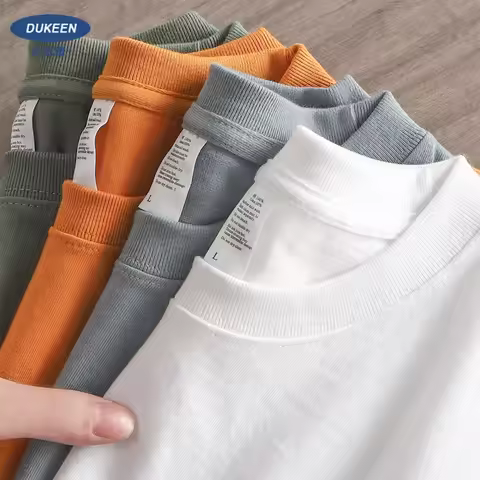 Dukeen 280gsm Oversized Heavyweight T Shirt for Men Summer Short Sleeve Tee 100% Cotton Plain Top Ca