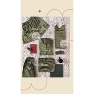Petalee.id SIGNATURE SET 7IN1 PAJAMA ARMY SATIN SLEEPING CLOTHES