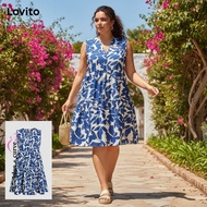 Lovito Women's Plus Size Curve Boho Floral Pattern Dress LBL20189