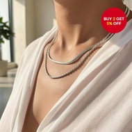 Silver snake chain necklace, blade trendy multi-layer necklace set