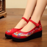 2024ac Old Beijing Cloth Shoes Women's Spring Embroidered Shoes Ethnic Style Thick Sole Shoes for Han Chinese Clothing Flats Flats Chinese Ancient Style Square Dance