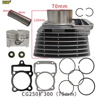 Motorcycle Engine Cylinder Kit 70mm Piston Suitable for Zongshen CG300 CG250 16mm Pin