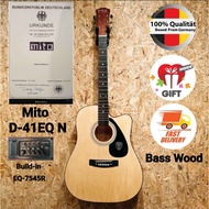 Mito D-41EQ / MT-41EQ Truss Rod 41" Inch Natural Acoustic Guitar with Pickup EQ # Wings Bass Capo Tu